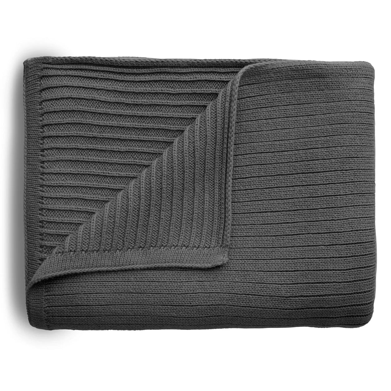 Mushie Knitted Ribbed Baby Blanket - Gray