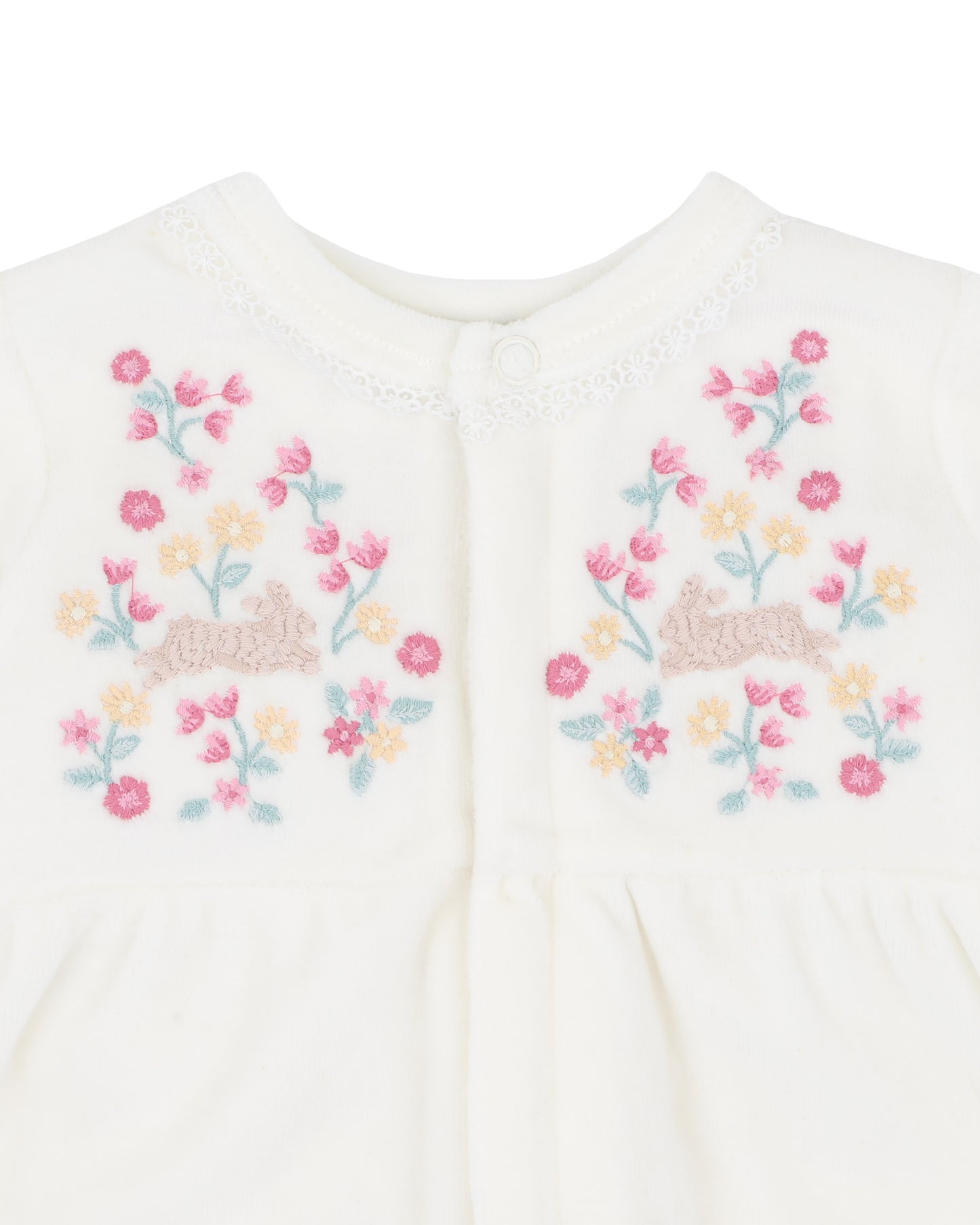 Winnie Embroidered Velour Zip Onesie