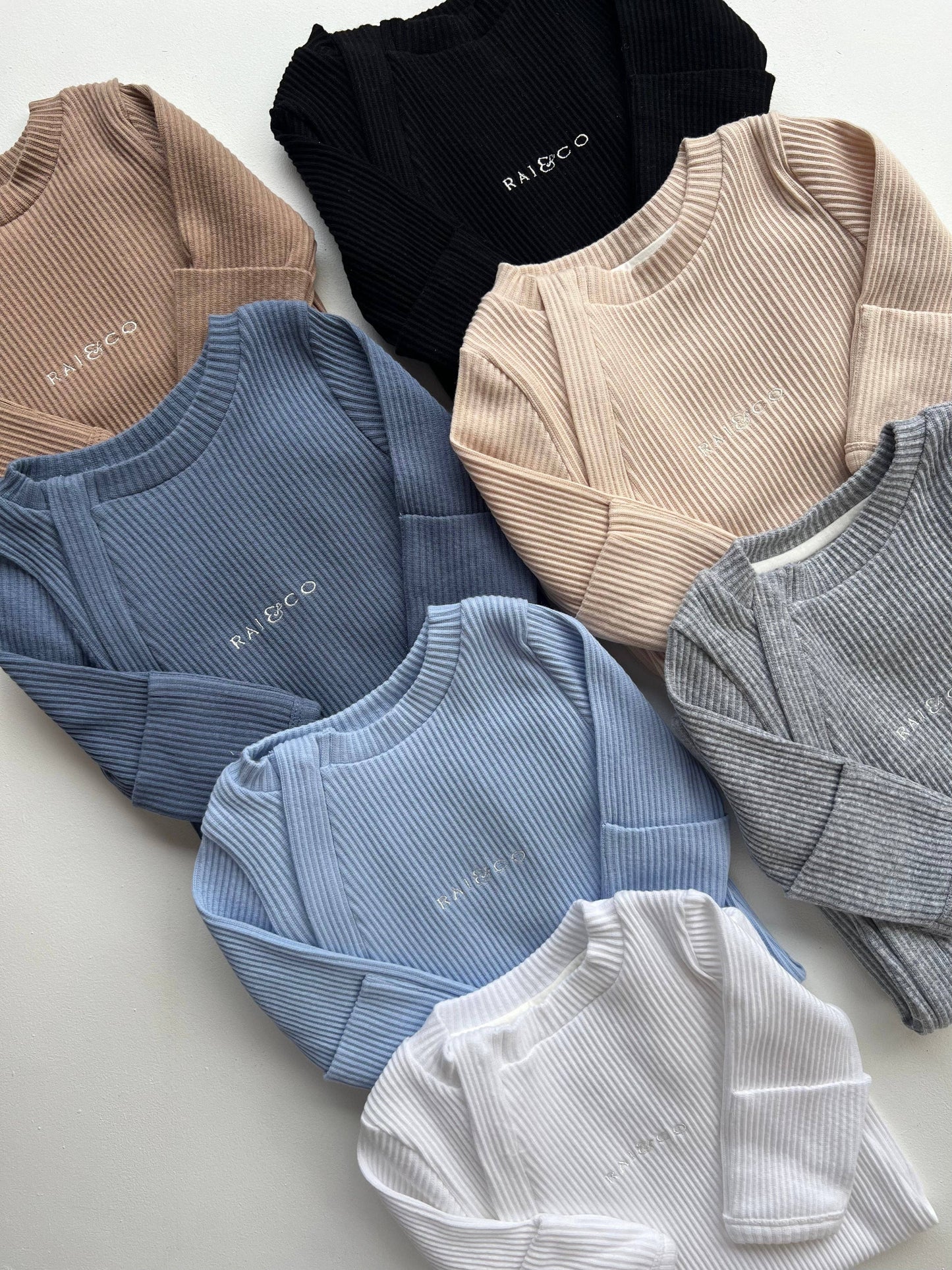 Ribbed Jumpsuits: Light Blue