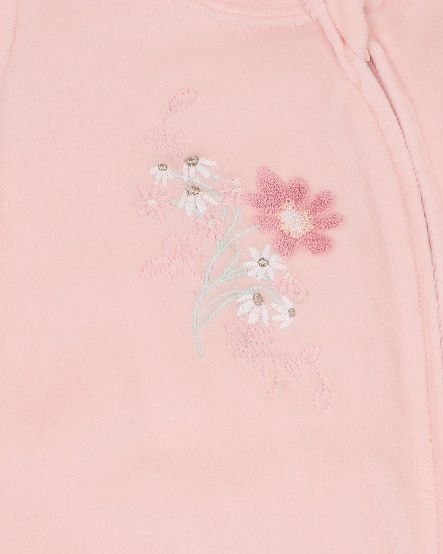 Fern Velour Embroidered Zip Onesie