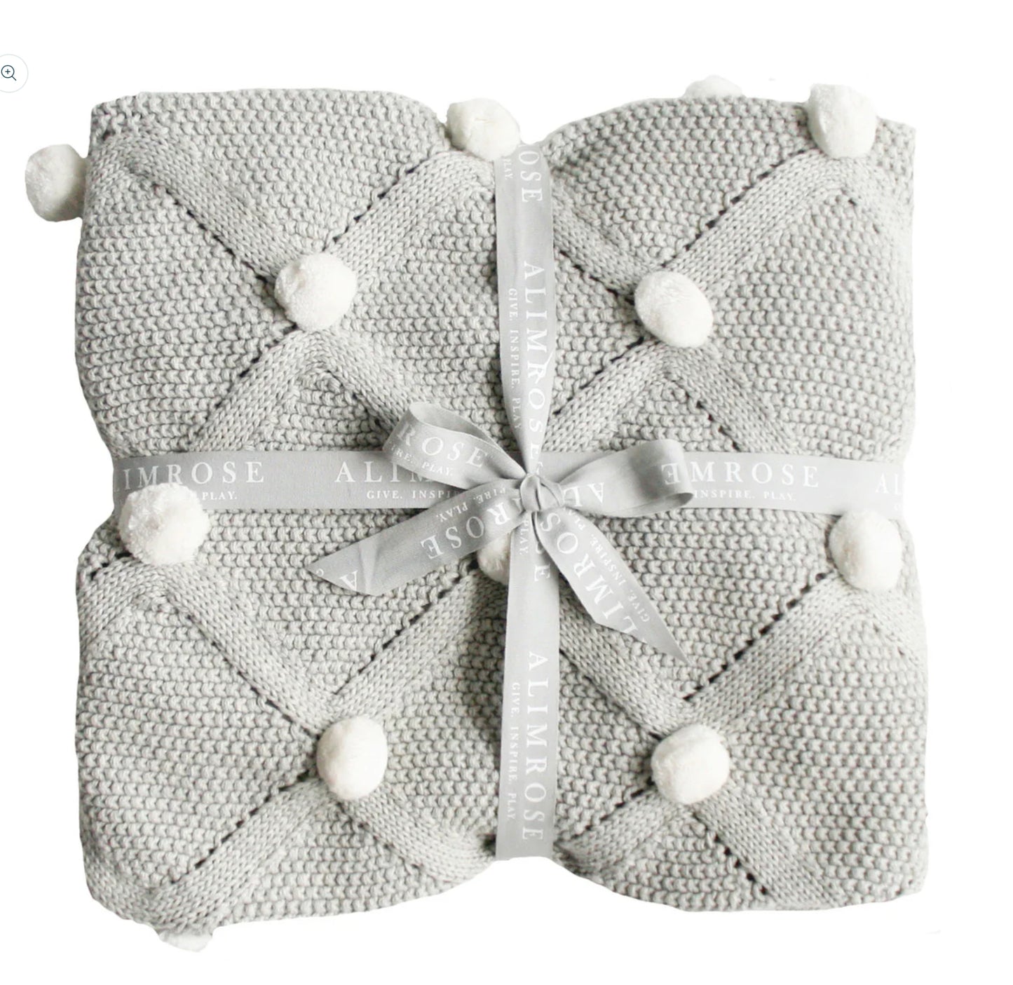 Pom Pom Baby Blanket - Grey