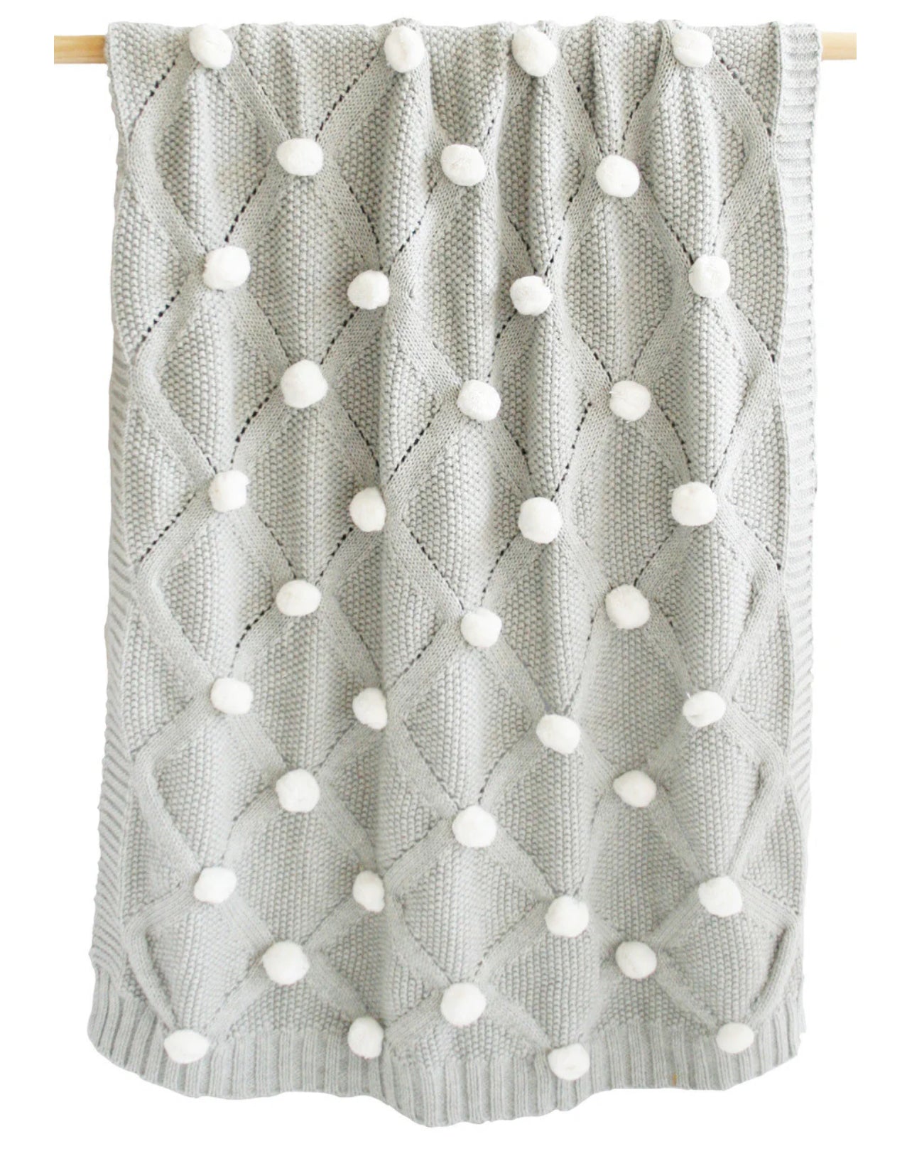 Pom Pom Baby Blanket - Grey