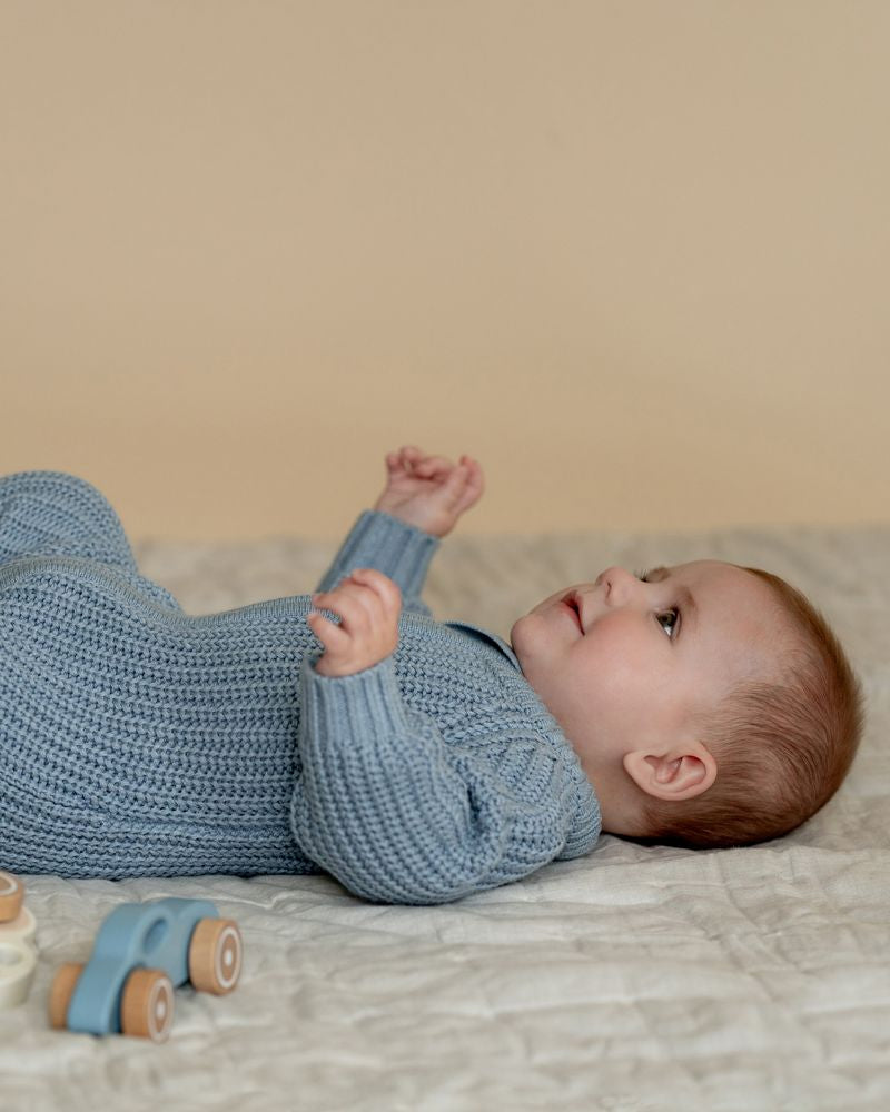 Blue Knitted Zip Romper