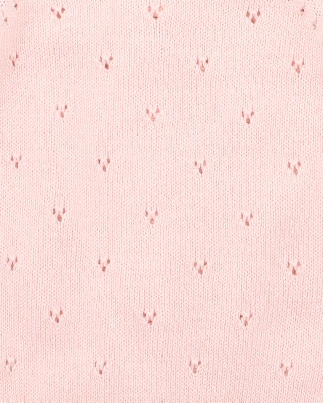 Girls Organic Pink Pointelle Cardi