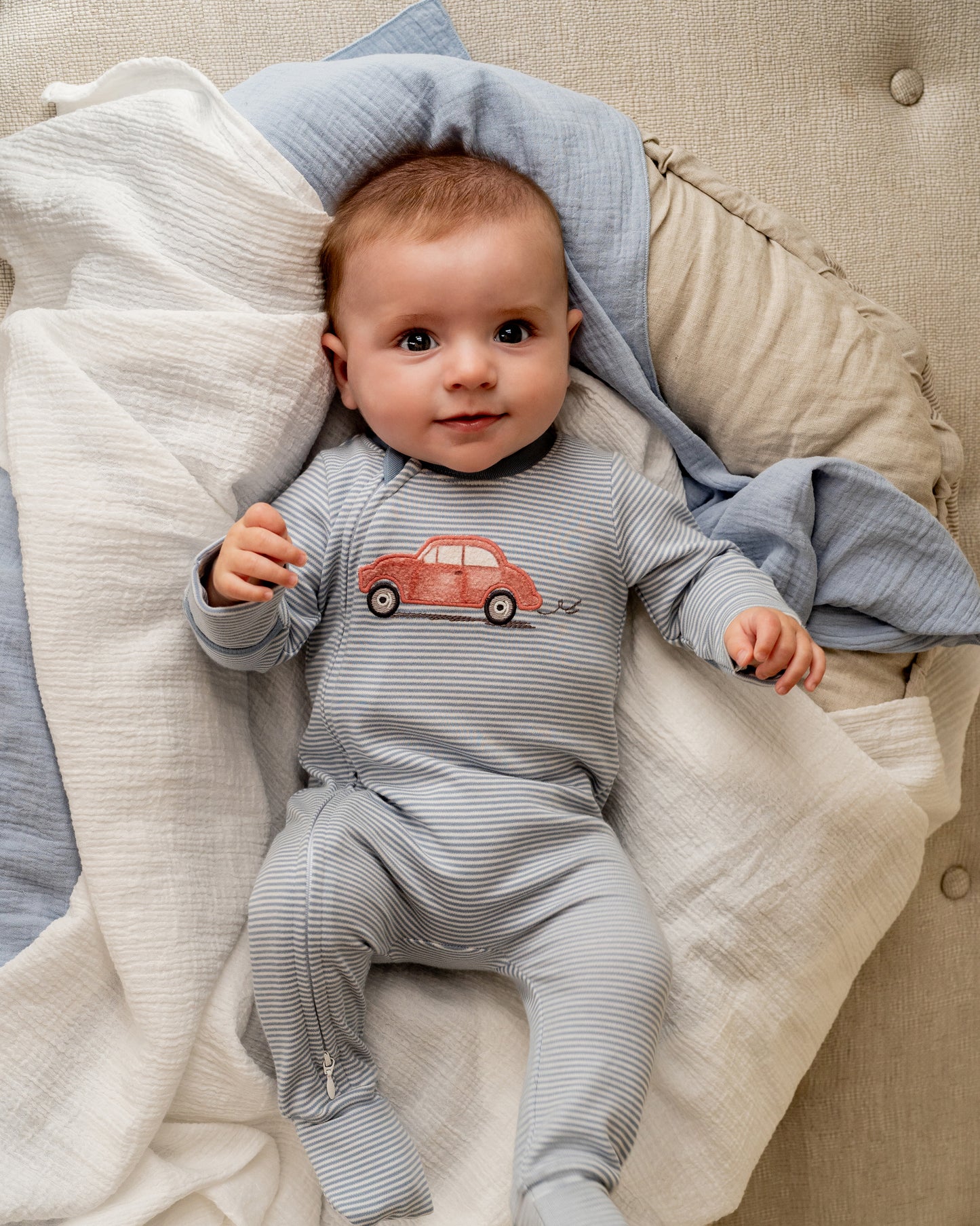 Alvin Stripe Organic LS Zipsuit