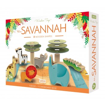 Puzzle, Book and Wooden Savannah Animals