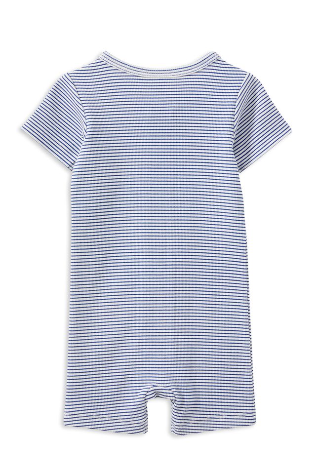 Blue Rib Zip Romper