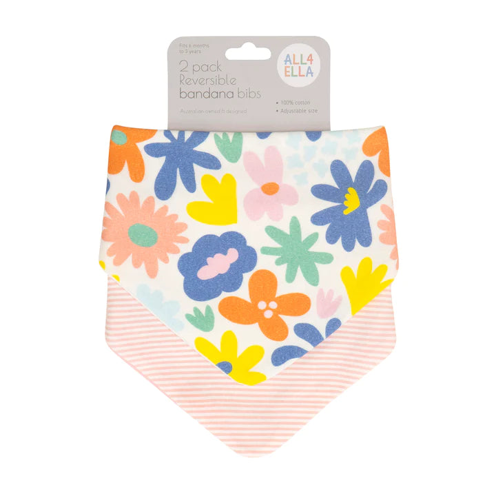 Bandana Bibs 2pk - Bright Floral