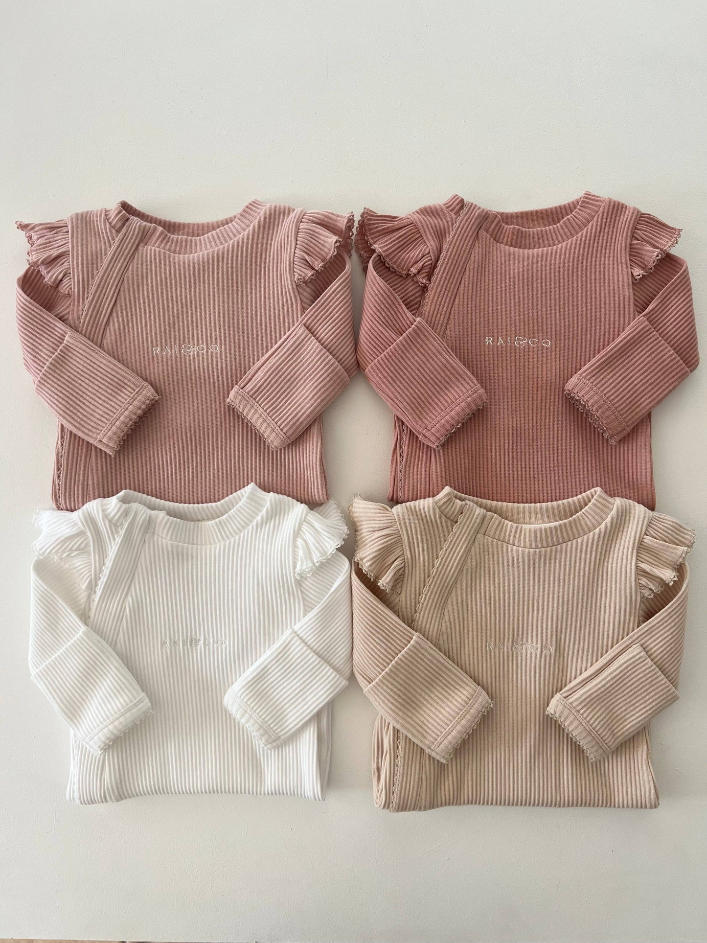 Frill Ribbed Jumpsuit: White