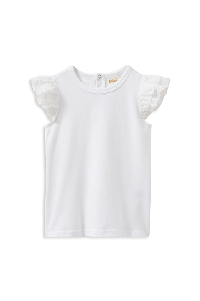 White Broderie Frill Tee