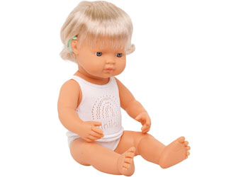 Baby Doll, Caucasian Girl With Hearing Aid, 38 cm