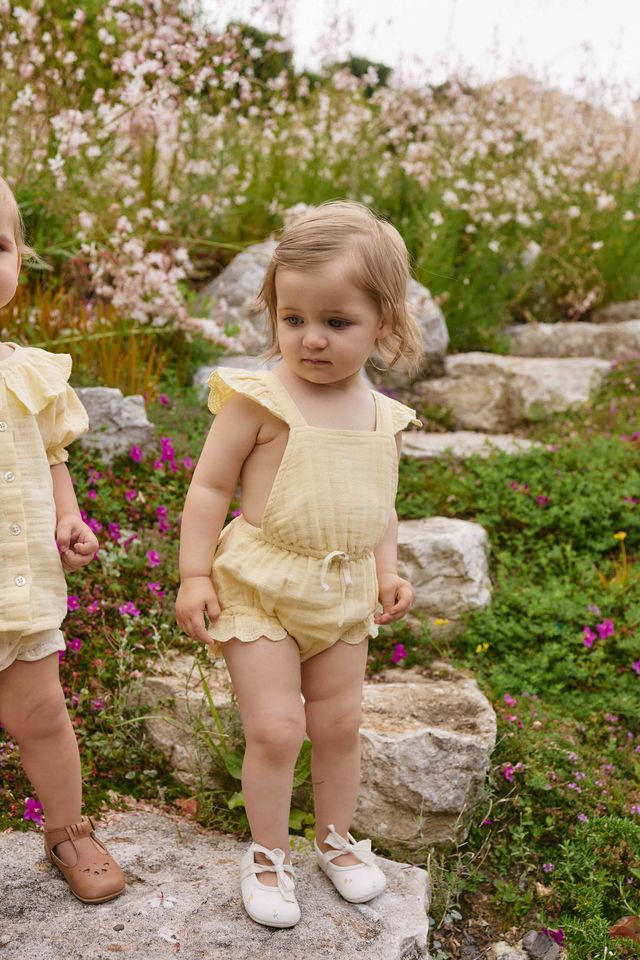 Organic Cotton Muslin Luciana Playsuit - Sunshine