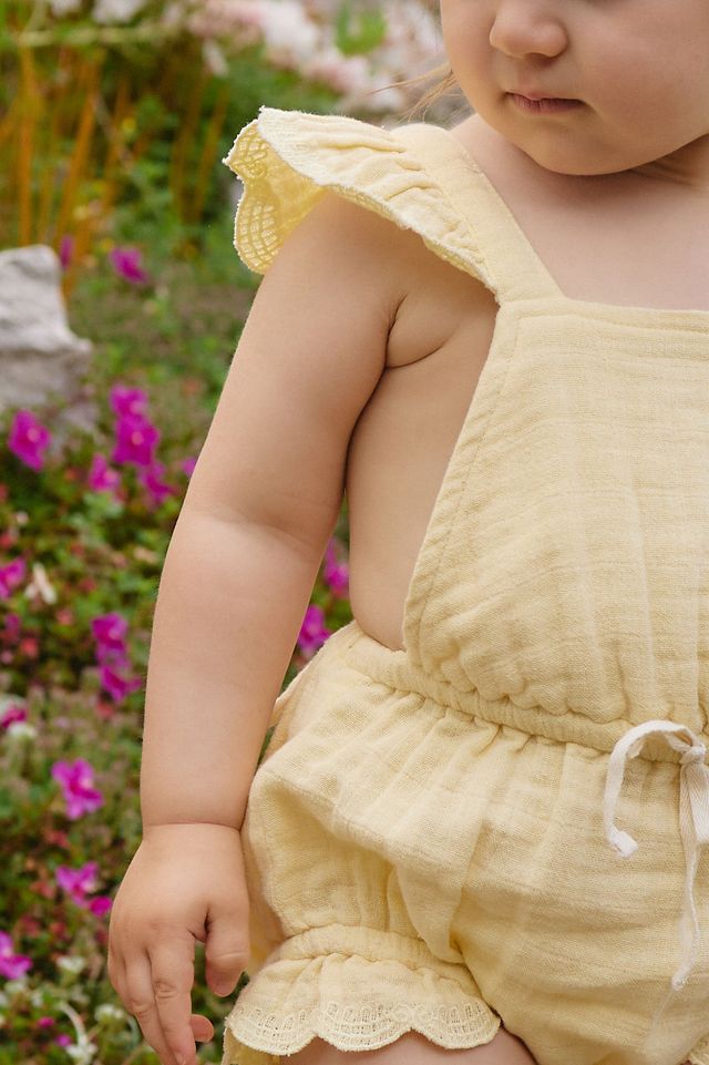 Organic Cotton Muslin Luciana Playsuit - Sunshine