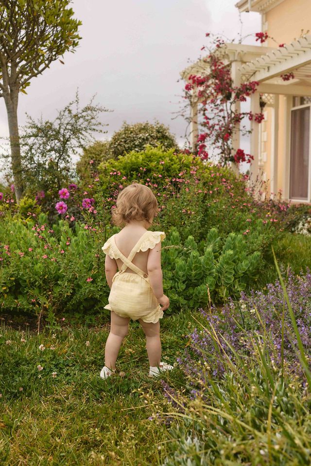 Organic Cotton Muslin Luciana Playsuit - Sunshine