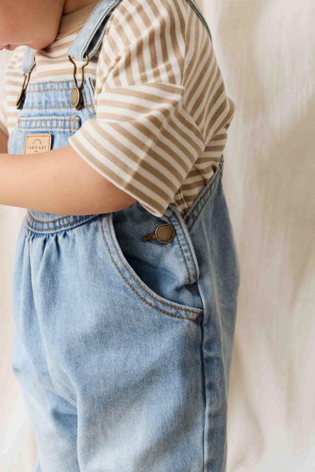 Pima Cotton Wesley Tee - Slim Stripe Brioche/Cloud