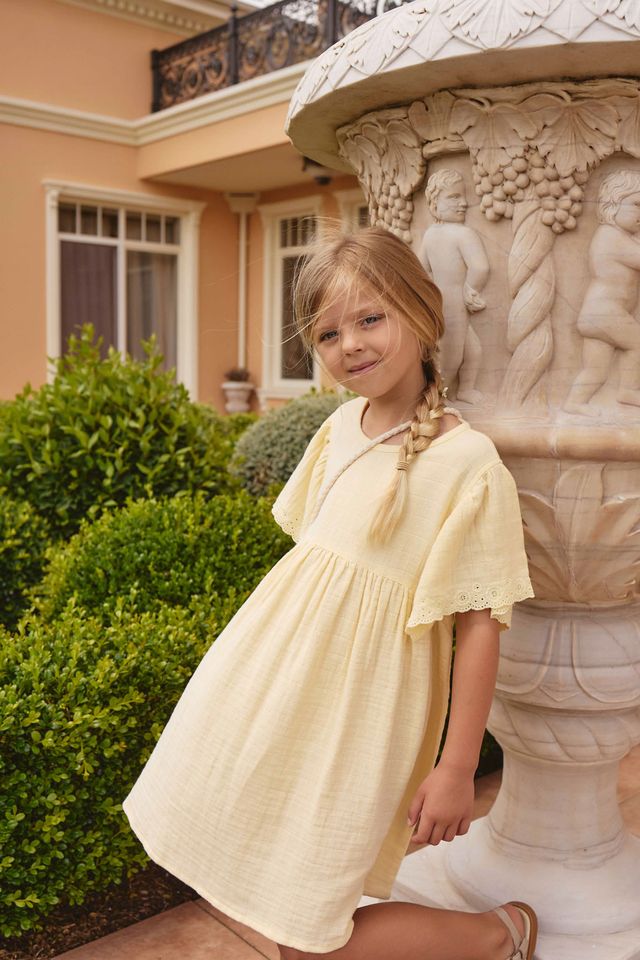 Organic Cotton Muslin Phillipa Dress - Sunshine