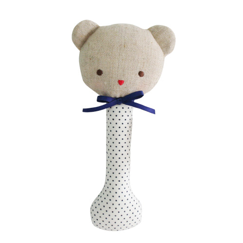 Baby Bear Stick Rattle - Spot Blue