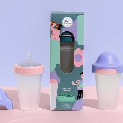 180ml Baby Bottle Two Pack black/purple 0-3 teat