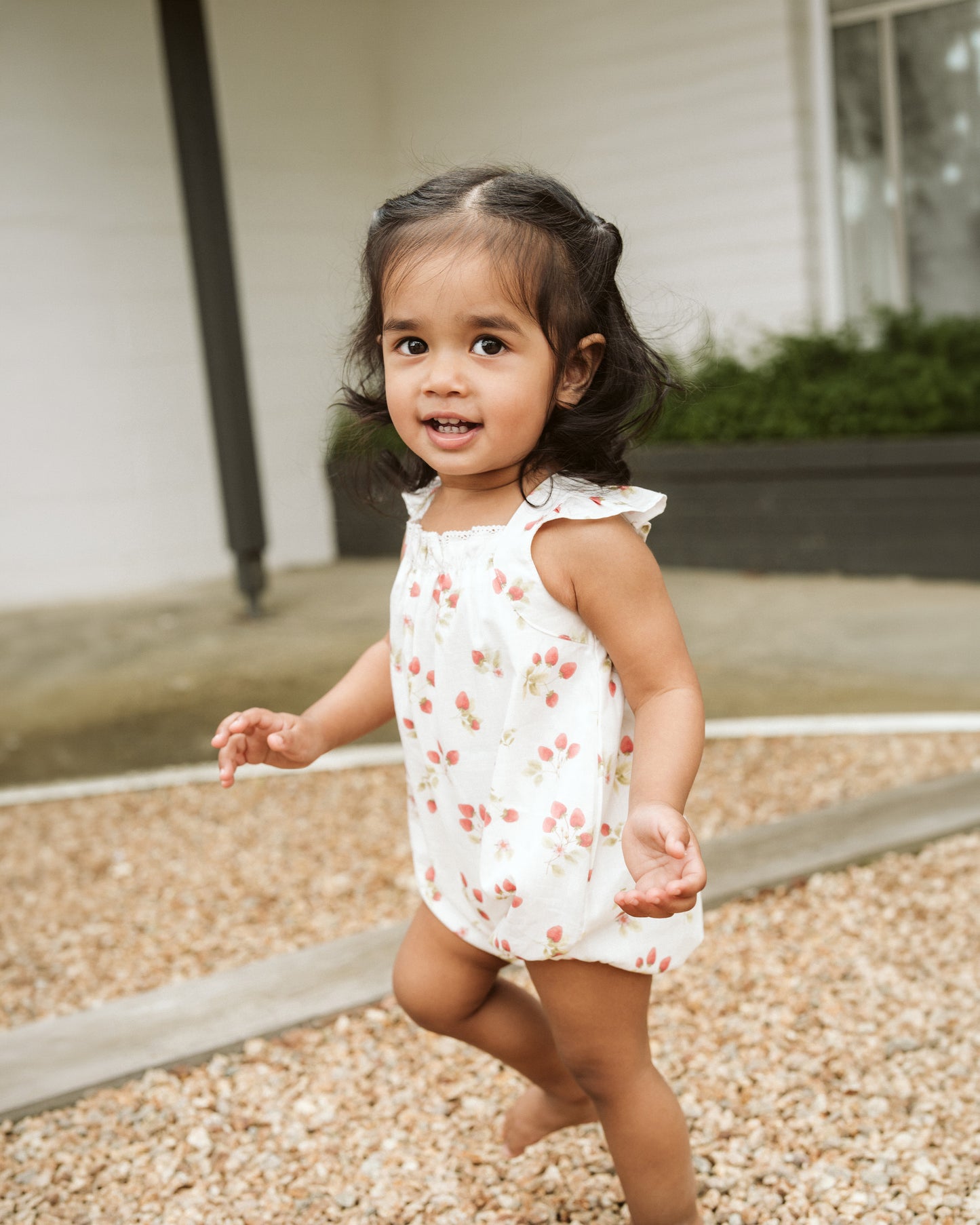 Poppy Strawberry Print Romper