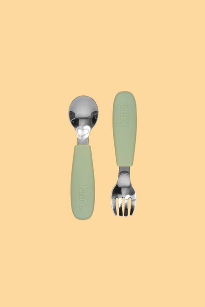 Silicone Cutlery Set: Sage