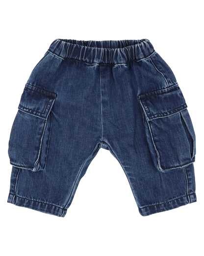 Indigo Pull On Cargo Jeans