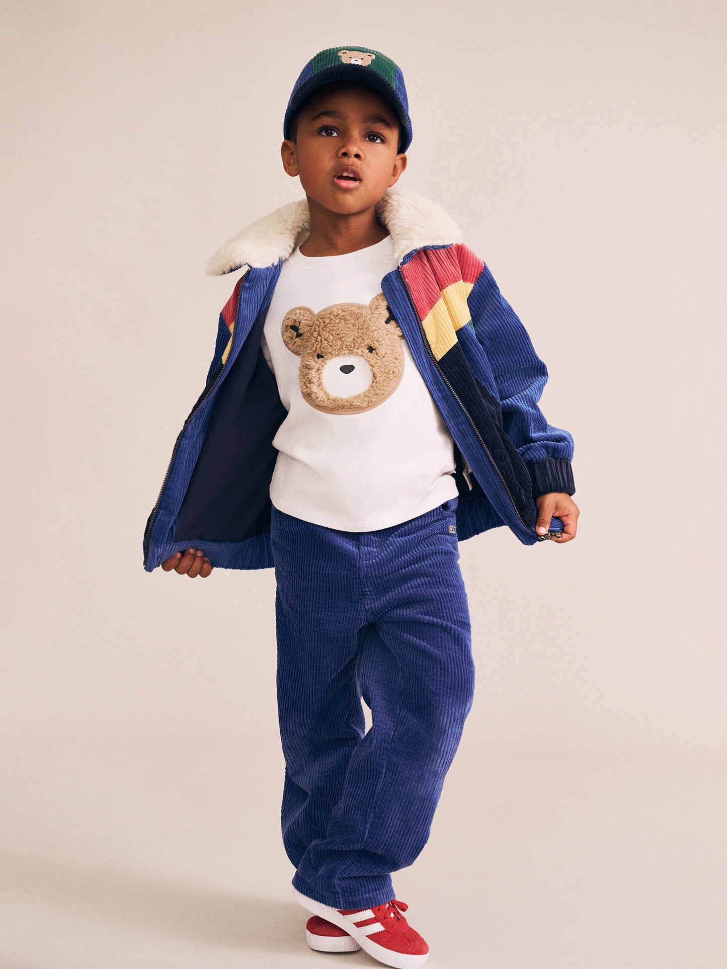 Colour Block Cord Jacket - Navy