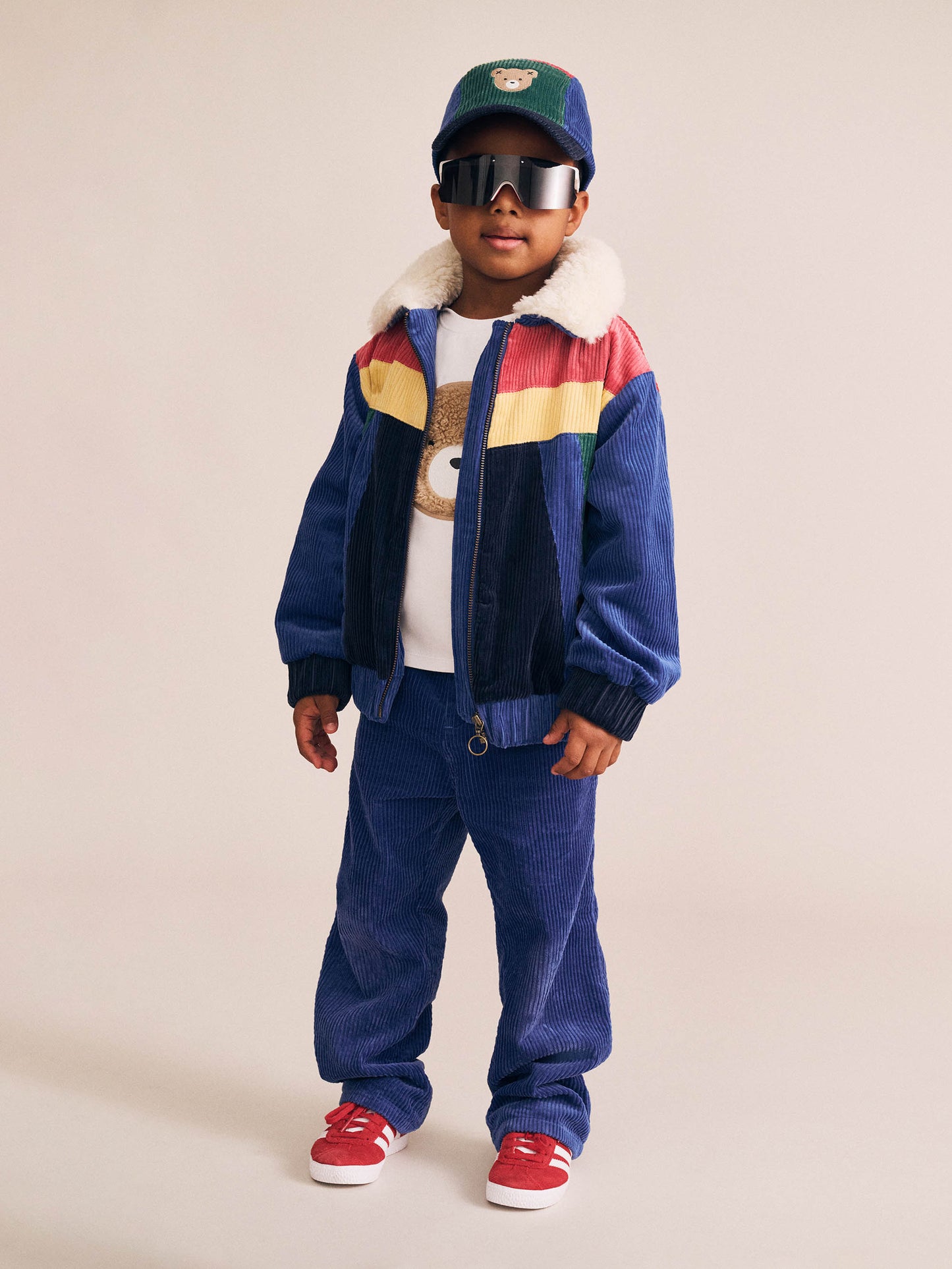 Colour Block Cord Jacket - Navy