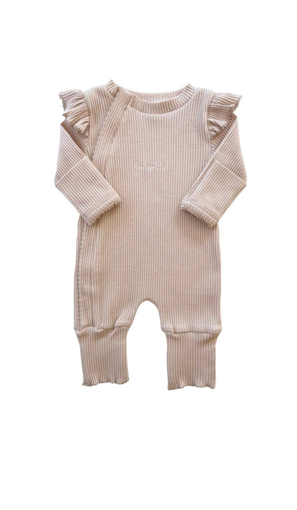 Frill Ribbed Jumpsuit: White