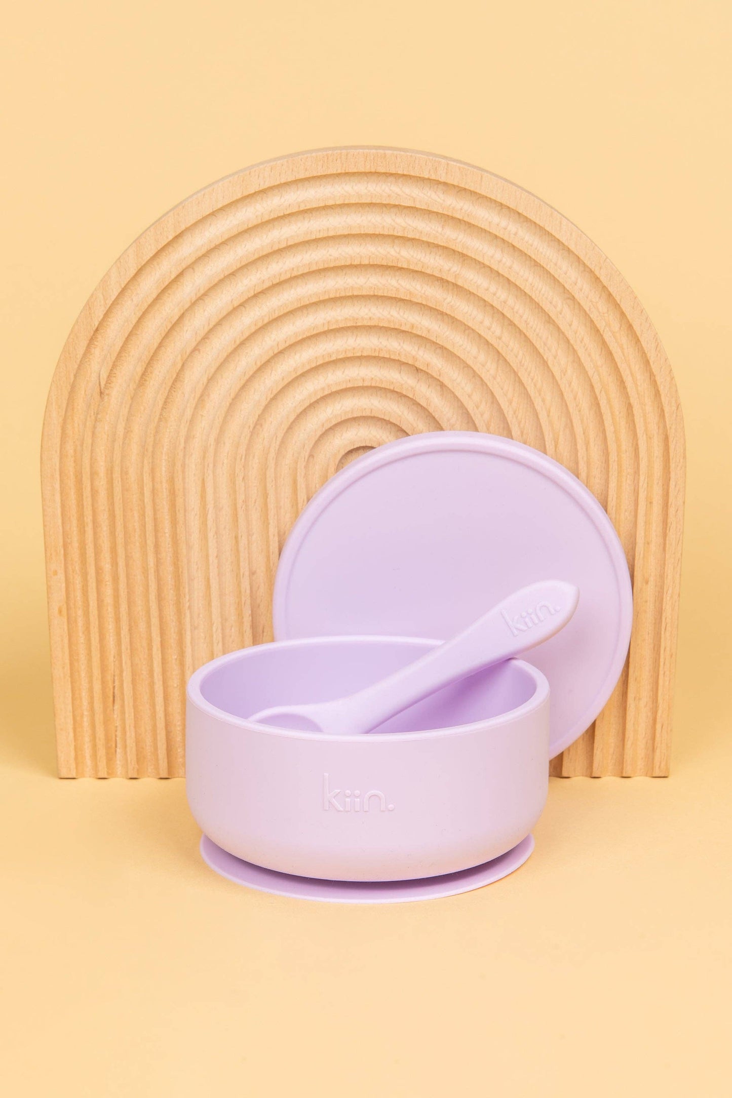 Silicone Suction Bowl with lid + Spoon Set: Lilac