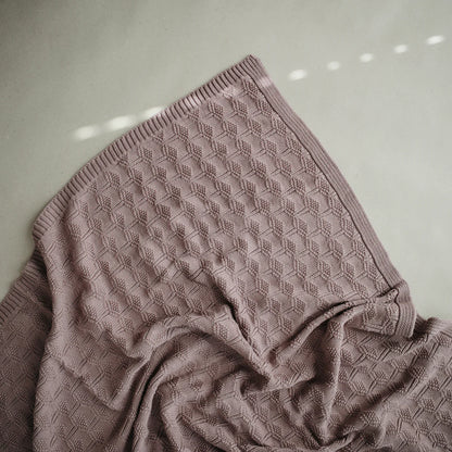 Mushie Knitted Honeycomb Baby Blanket - Desert Rose