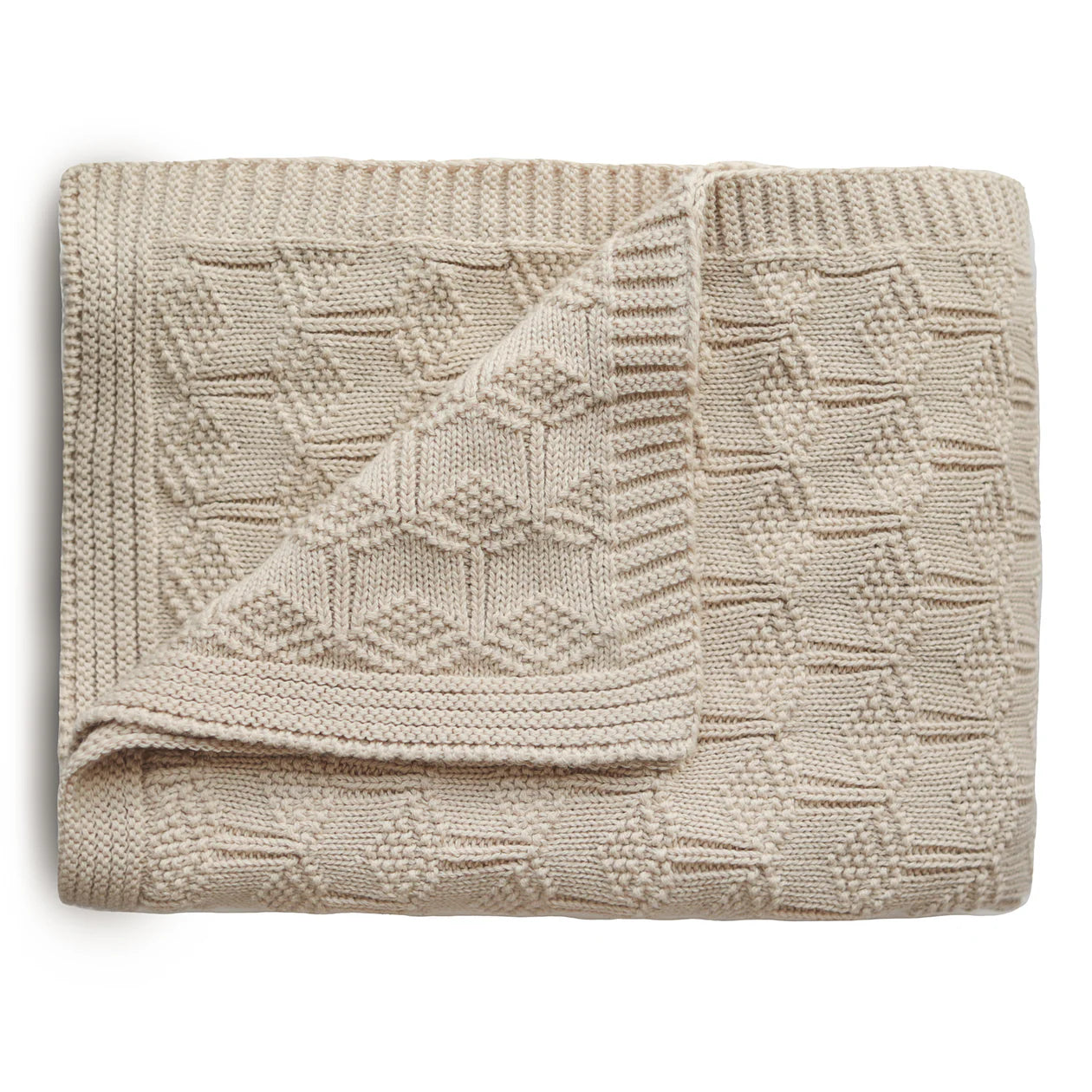 Mushie Knitted Honeycomb Baby Blanket - Beige