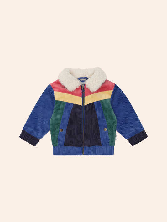 Colour Block Cord Jacket - Navy
