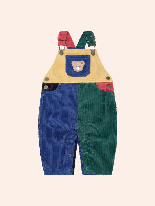 Colour Block Cord Overalls - Navy