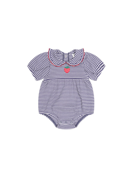 Ink Stripe Rib Collar Romper