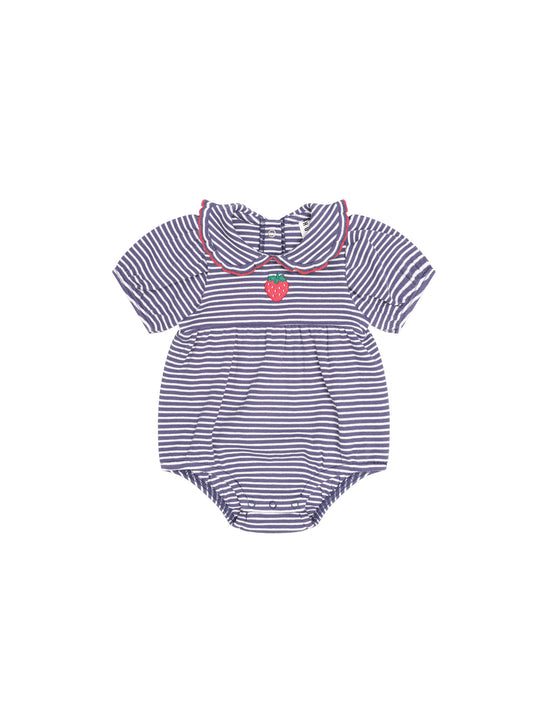 Ink Stripe Rib Collar Romper
