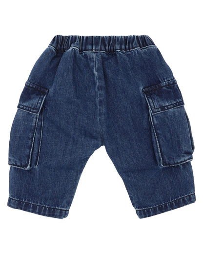 Indigo Pull On Cargo Jeans
