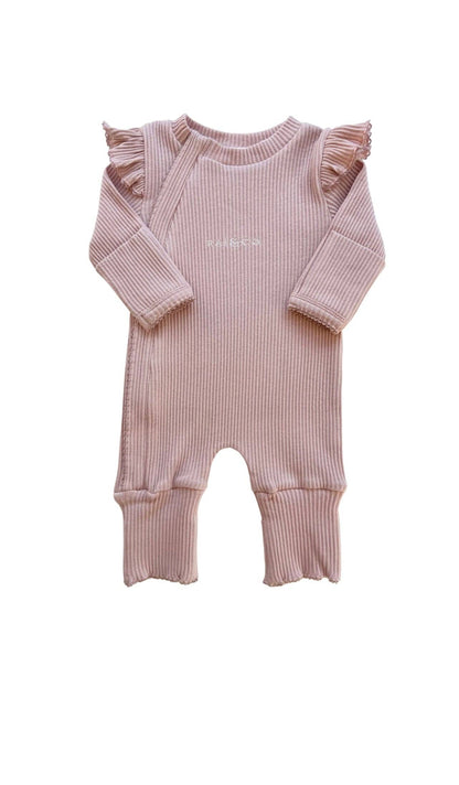 Frill Ribbed Jumpsuit: White