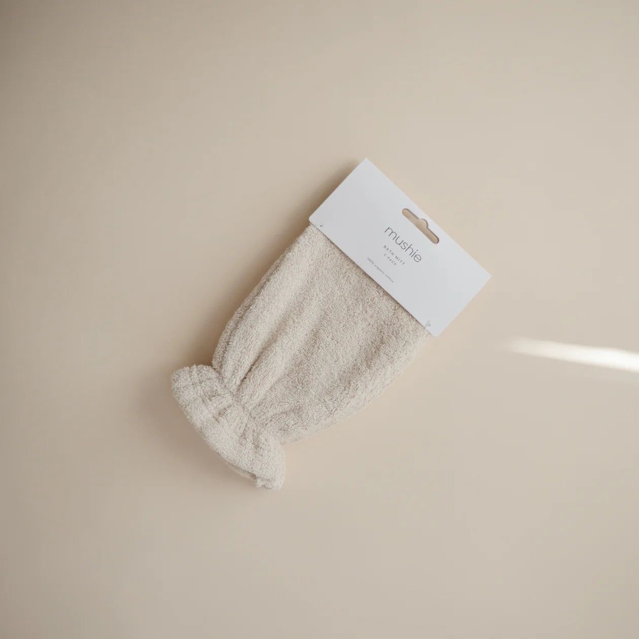 Mushie Organic Cotton Bath Mitt 2-Pack - Fog