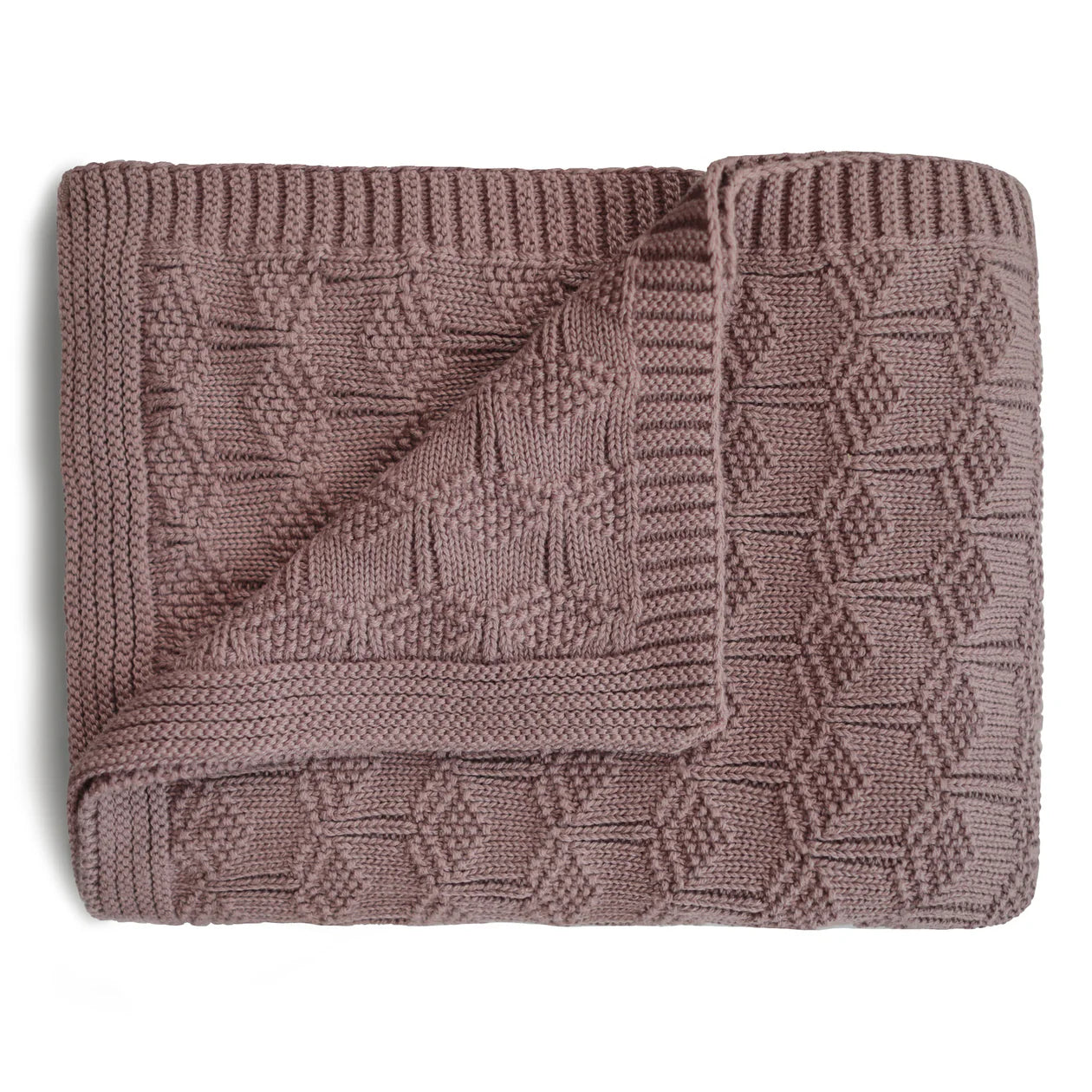 Mushie Knitted Honeycomb Baby Blanket - Desert Rose