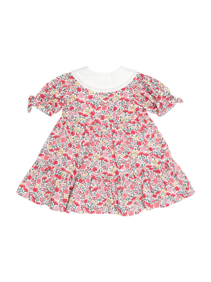 Festive Floral Frill Collar Dress