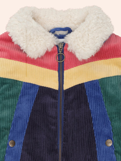 Colour Block Cord Jacket - Navy