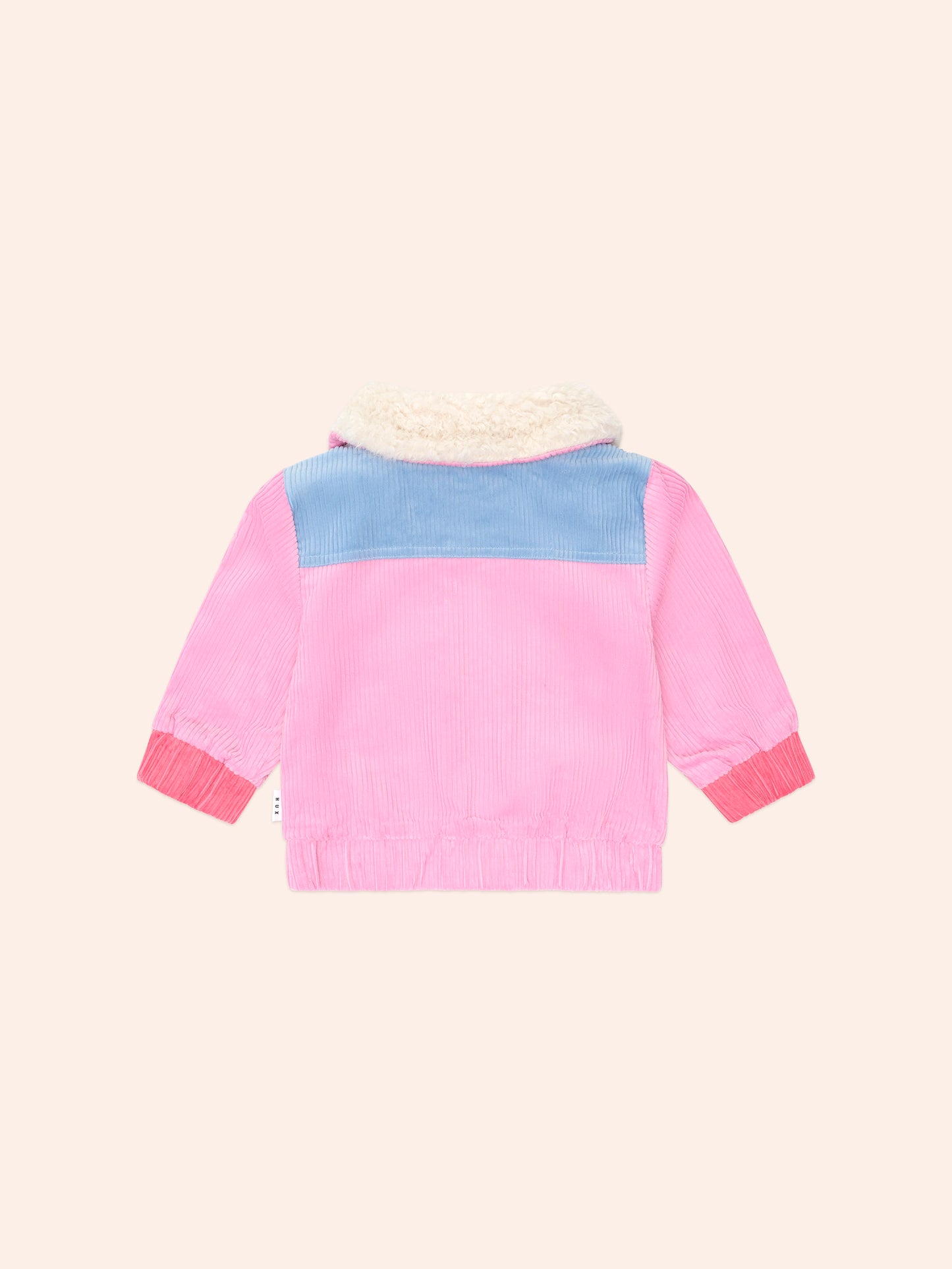 Colour Block Cord Jacket - Cherry
