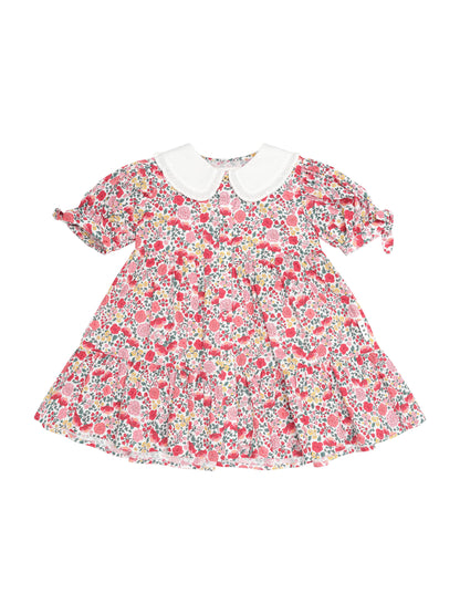 Festive Floral Frill Collar Dress