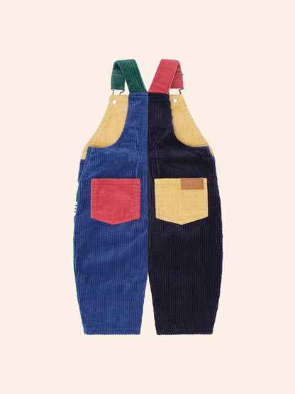 Colour Block Cord Overalls - Navy