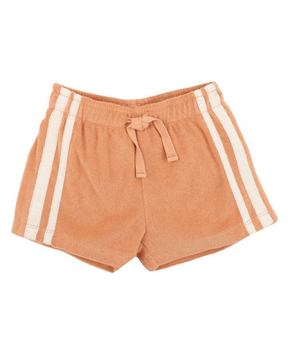 Caramel Side Stripe Towelling Shorts