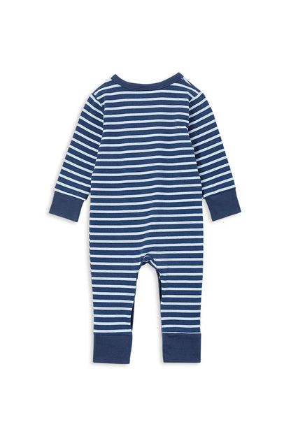 INDIGO STRIPE HENLEY ROMPER