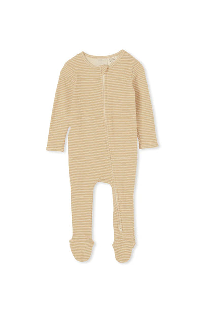 SAND STRIPE ZIP ROMPER