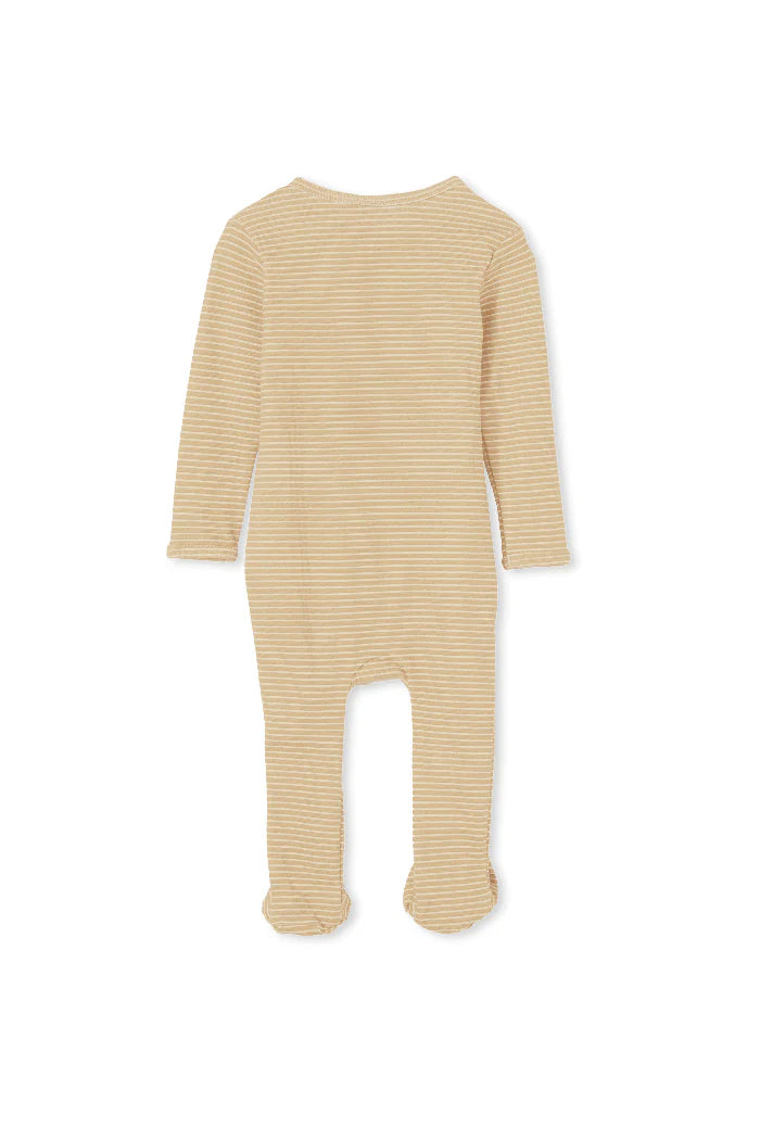 SAND STRIPE ZIP ROMPER