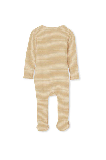 SAND STRIPE ZIP ROMPER