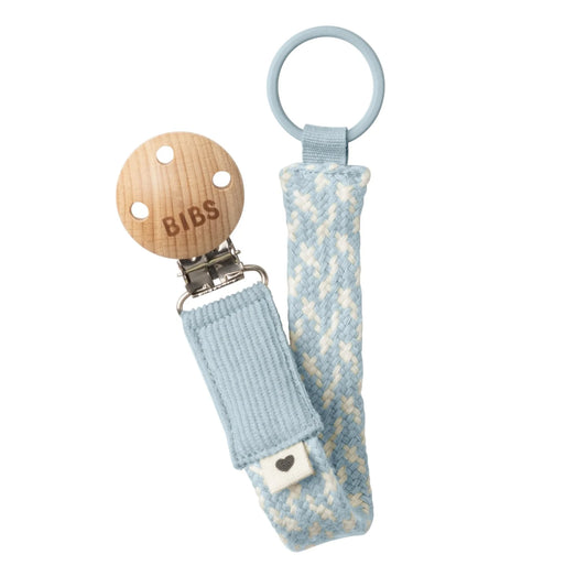 Pacifier Clip - Baby Blue / Ivory